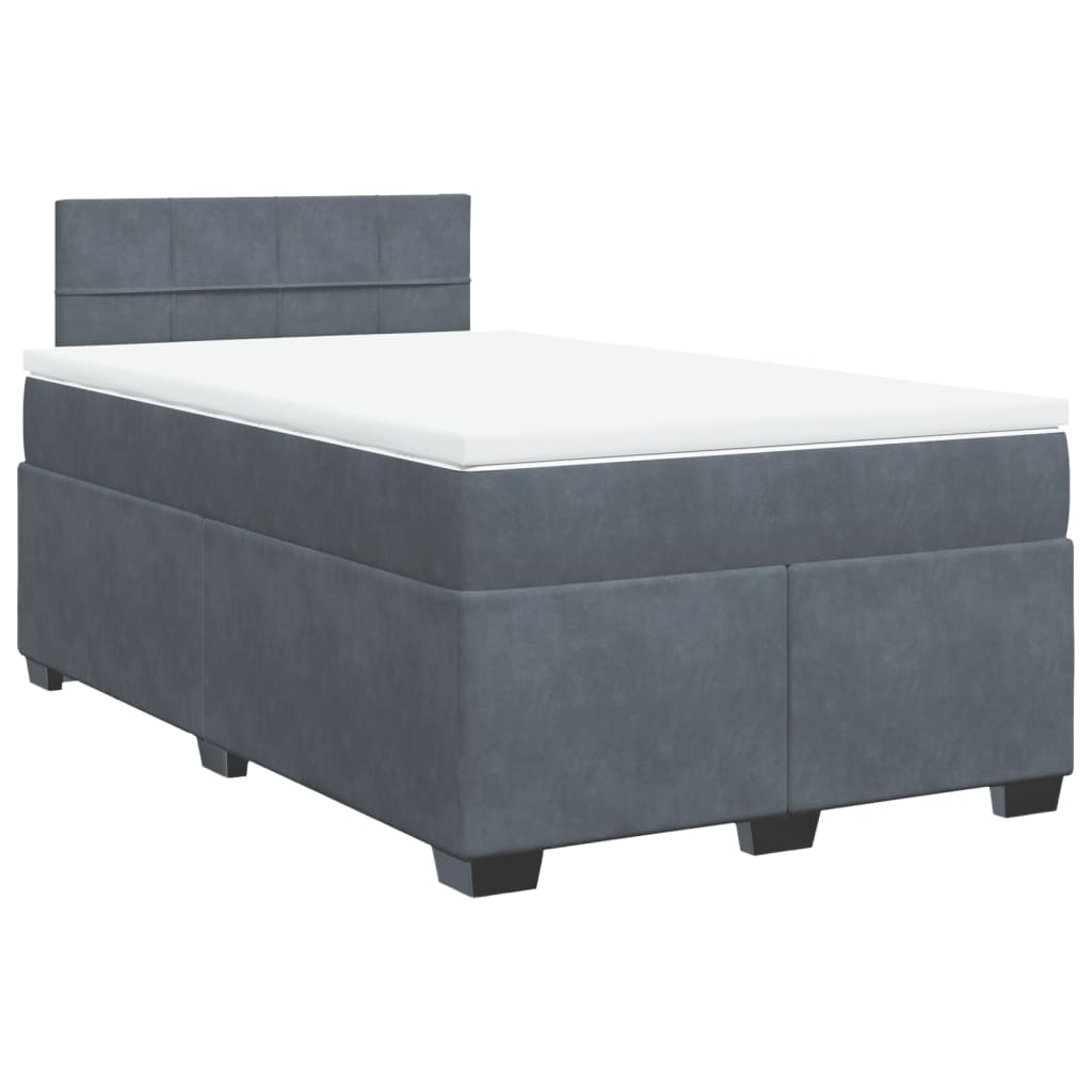 Box spring krevet s madracem tamnosivi 120 x 200 cm baršunasti