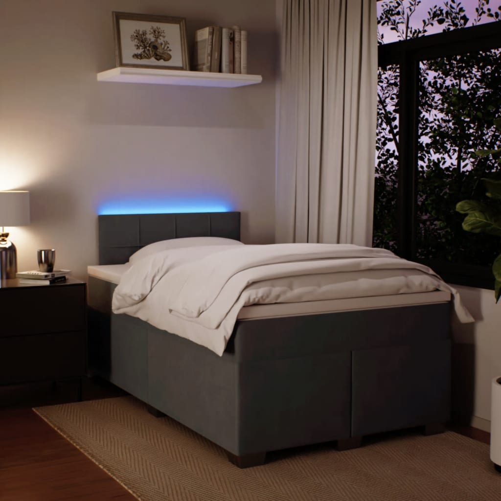 Box spring krevet s madracem tamnosivi 120 x 200 cm baršunasti