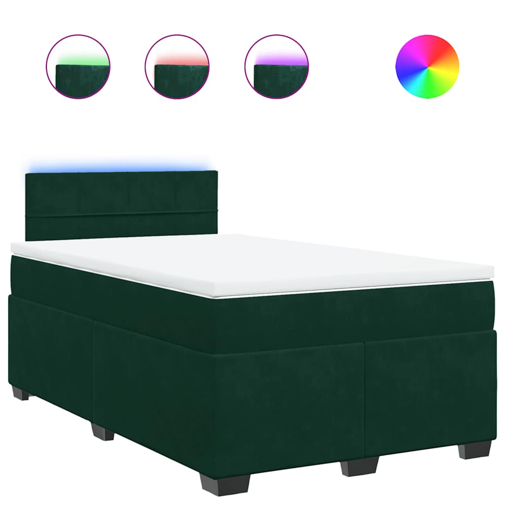 Box spring krevet s madracem tamnozeleni 120x200 cm baršunasti
