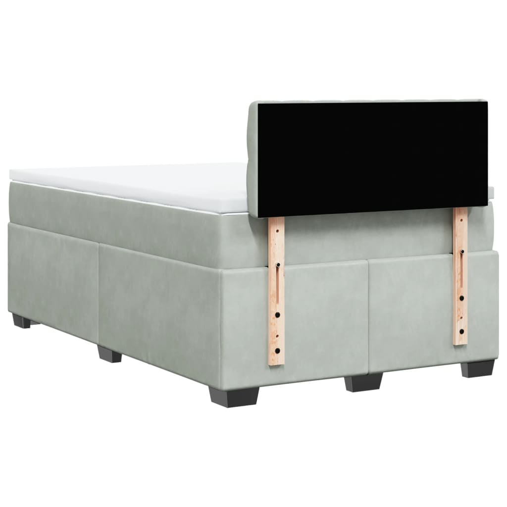 Box spring krevet s madracem svjetlosivi 120x200 cm baršunasti