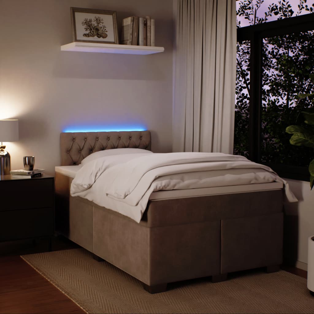 Box spring krevet s madracem svjetlosivi 120x200 cm baršunasti
