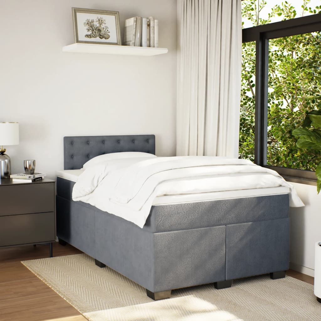 Box spring krevet s madracem tamnosivi 120 x 200 cm baršunasti