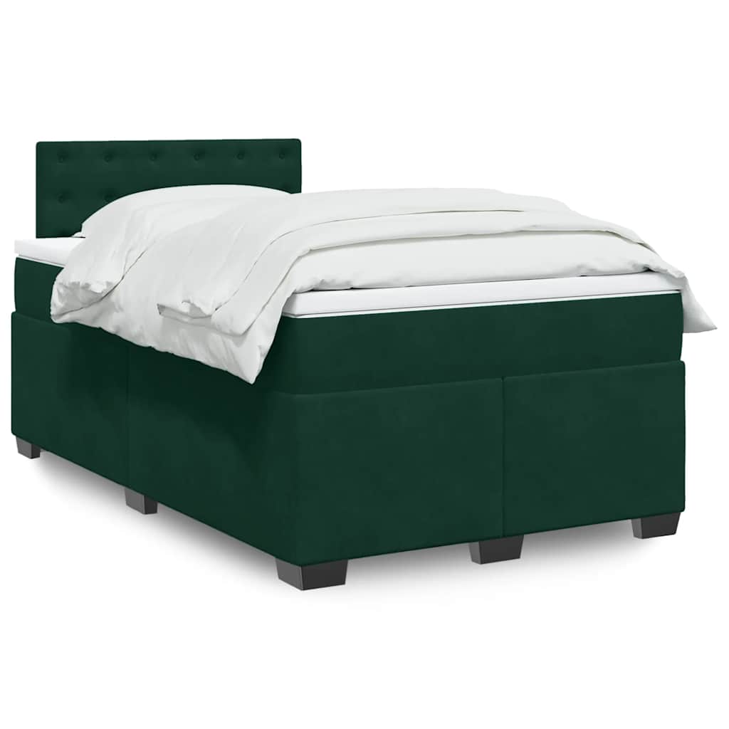 Box spring krevet s madracem tamnozeleni 120x200 cm baršunasti