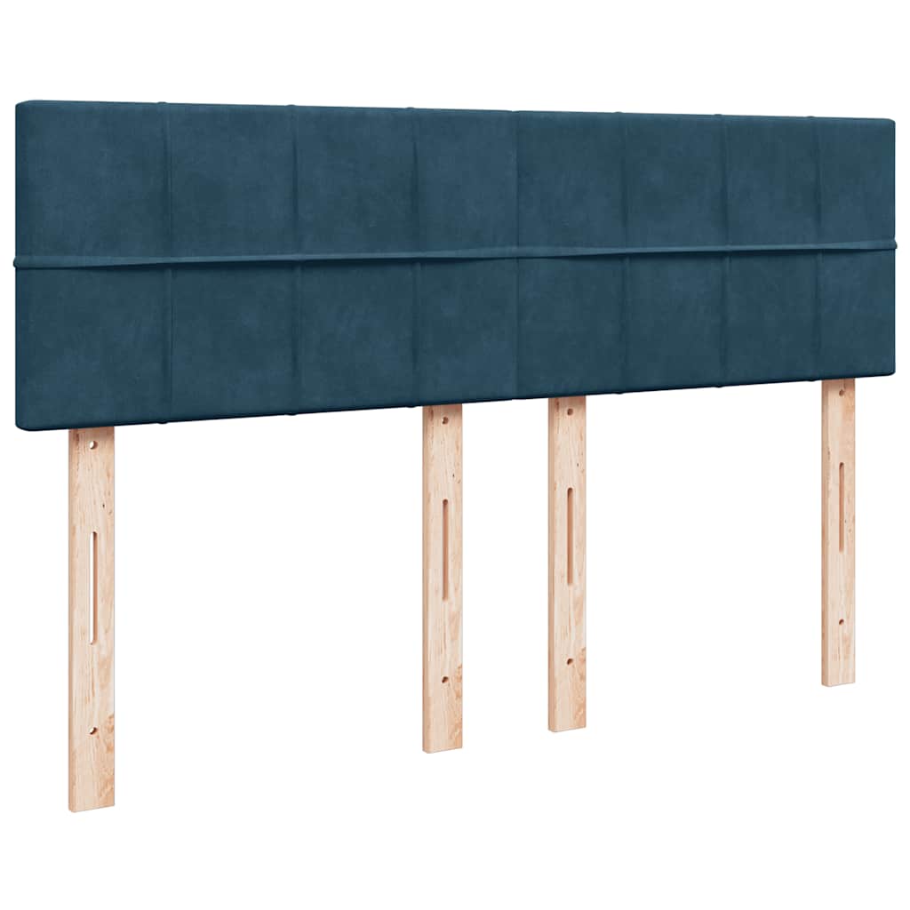 Krevet s oprugama i madracem plavi 140x190 cm baršunasti