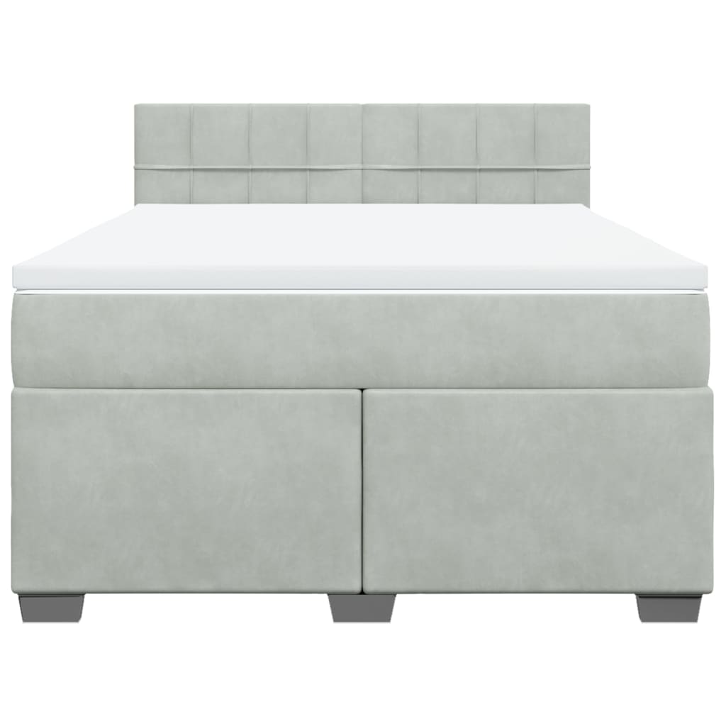 Krevet s oprugama i madracem svjetlosivi 160x200 cm baršunasti