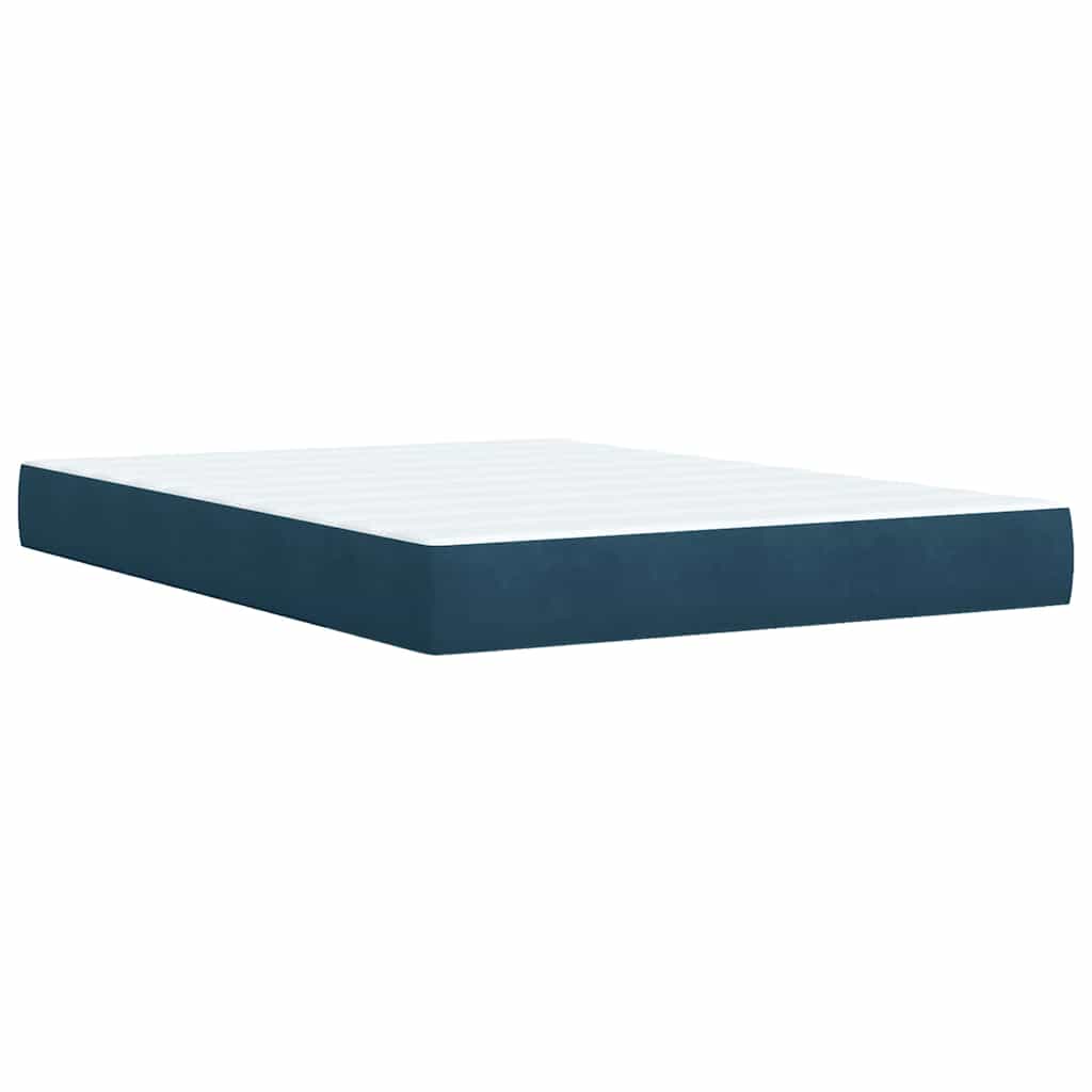 Krevet box spring s madracem plavi 160 x 200 cm baršunasti