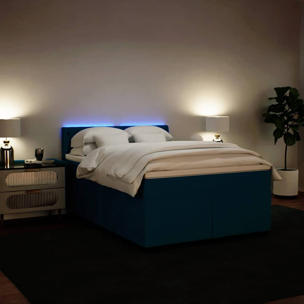 Krevet box spring s madracem plavi 160 x 200 cm baršunasti
