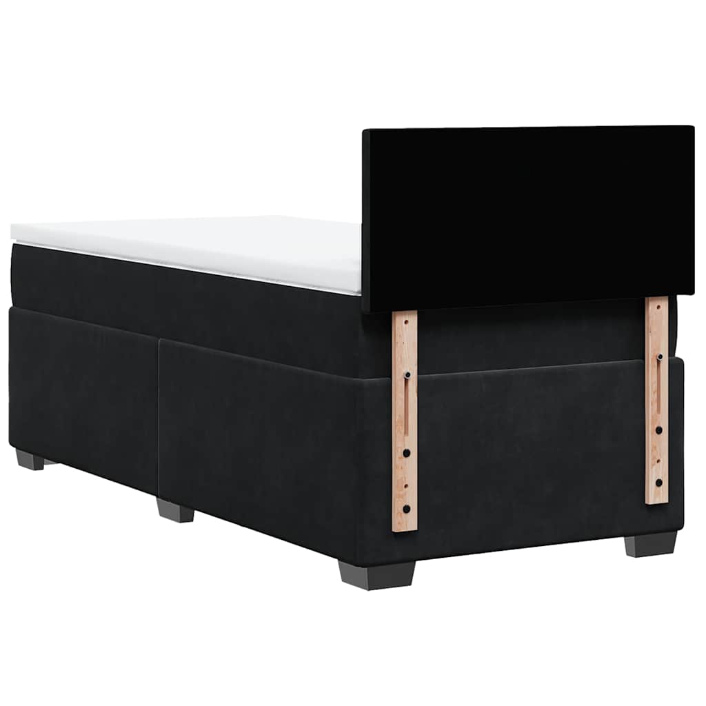 Krevet box spring s madracem crni za jednu osobu baršunasti