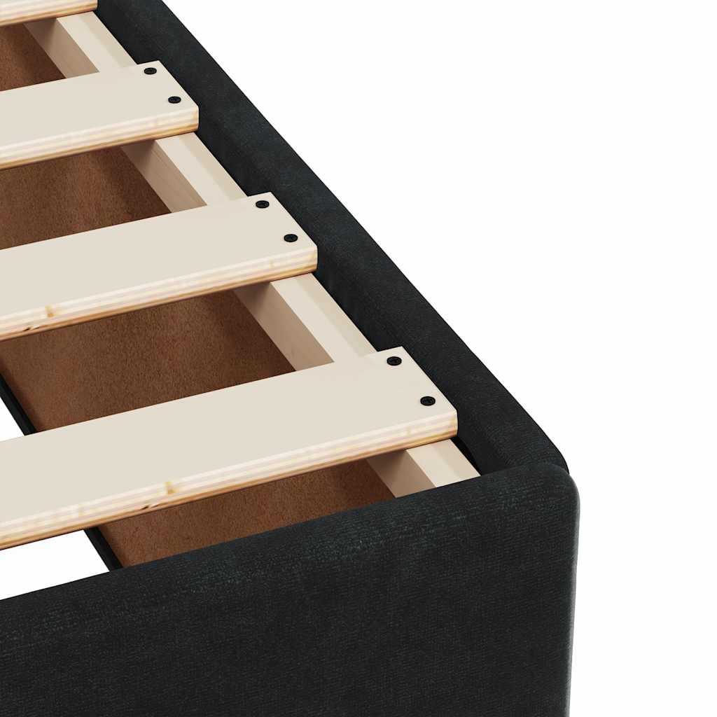 Krevet box spring s madracem crni za jednu osobu baršunasti
