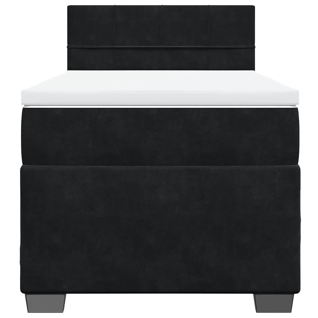 Krevet box spring s madracem crni za jednu osobu baršunasti