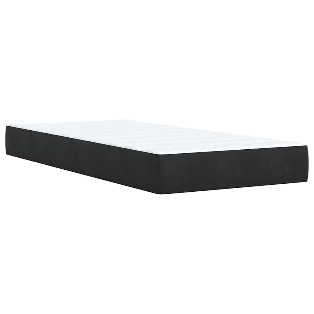 Krevet box spring s madracem crni za jednu osobu baršunasti