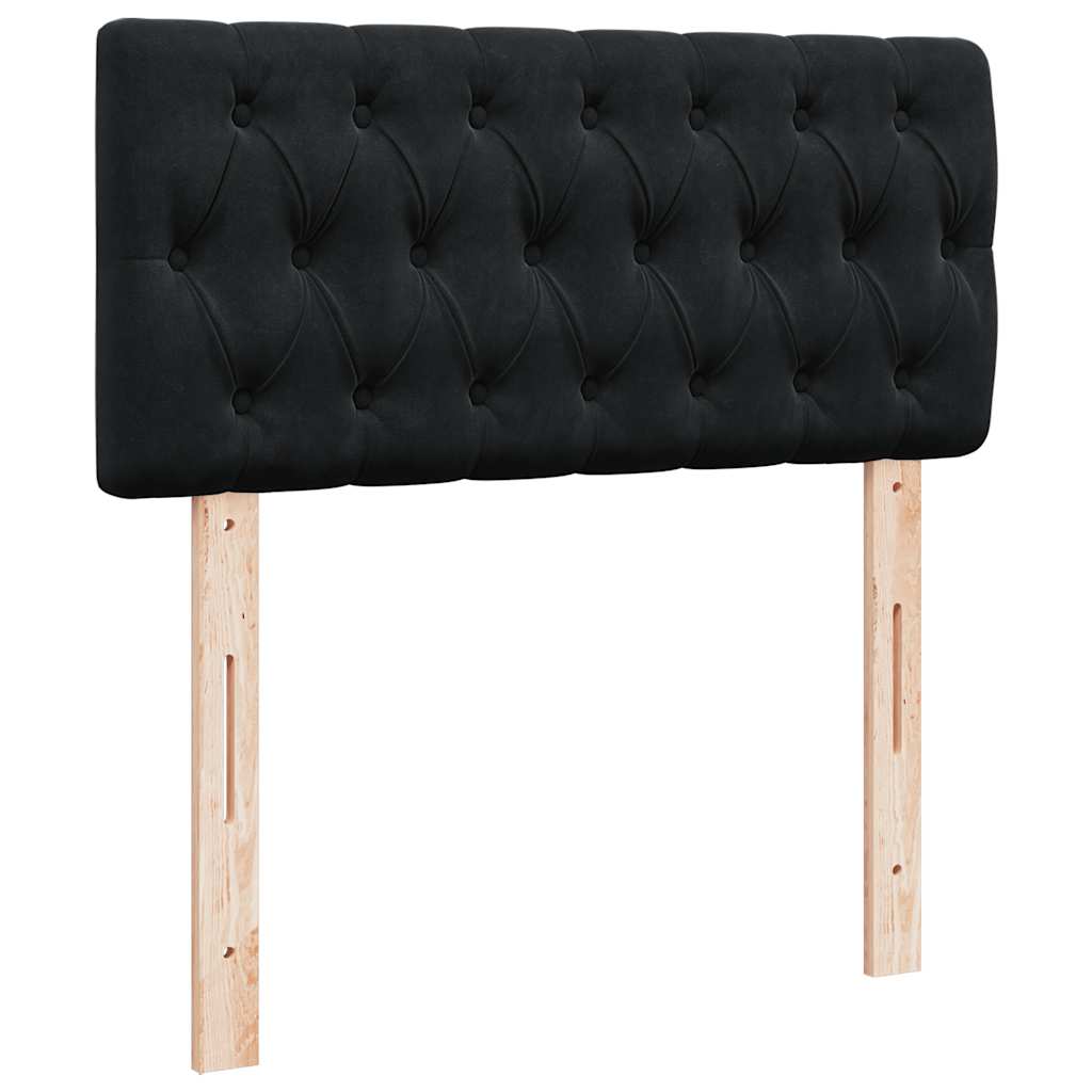 Krevet box spring s madracem crni za jednu osobu baršunasti