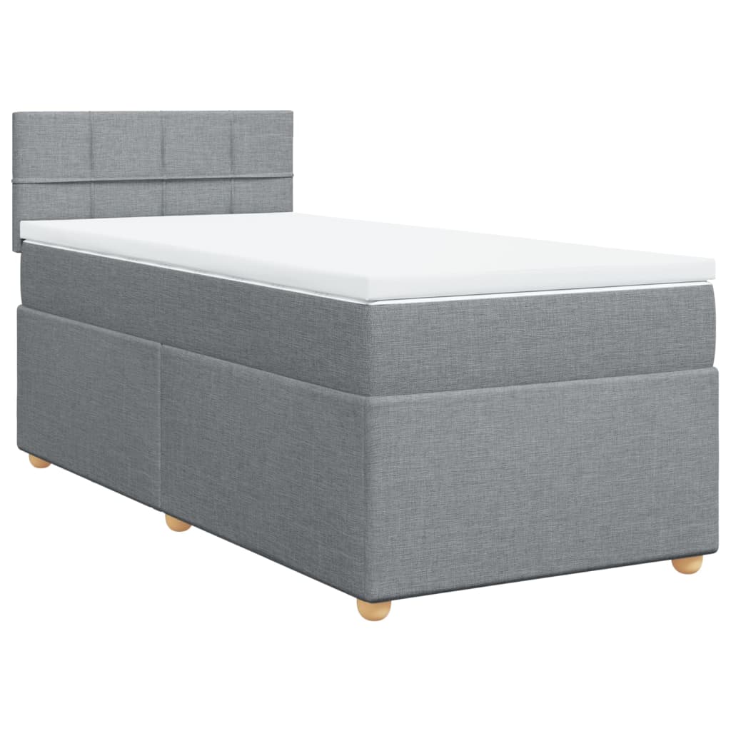 Box spring krevet s madracem svjetlosivi 90x190 cm od tkanine