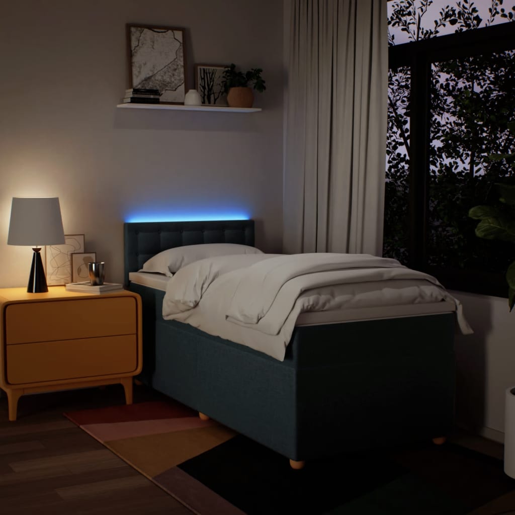 Krevet s oprugama i madracem plavi 90 x 190 cm od tkanine