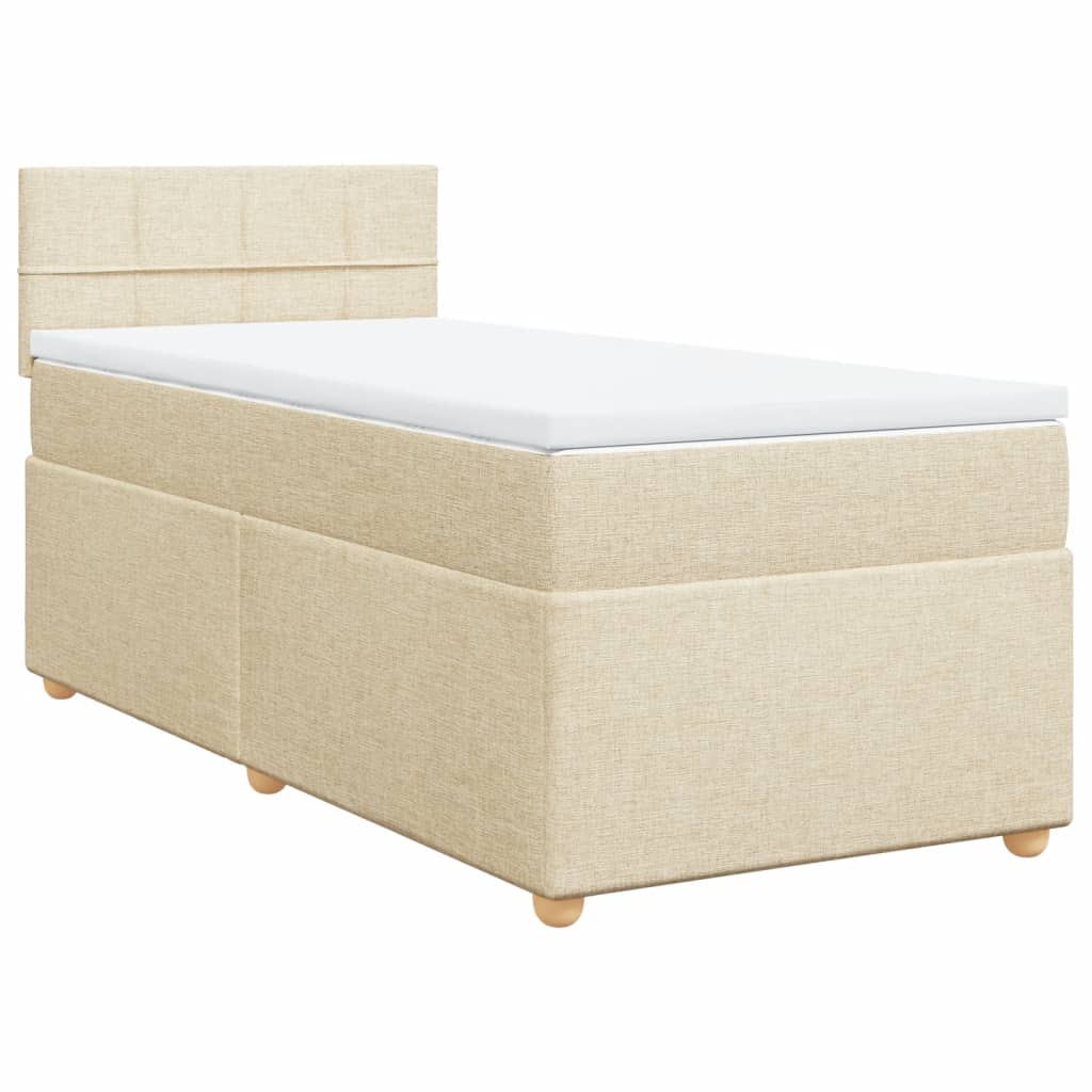 Krevet s oprugama i madracem krem 90 x 200 cm od tkanine