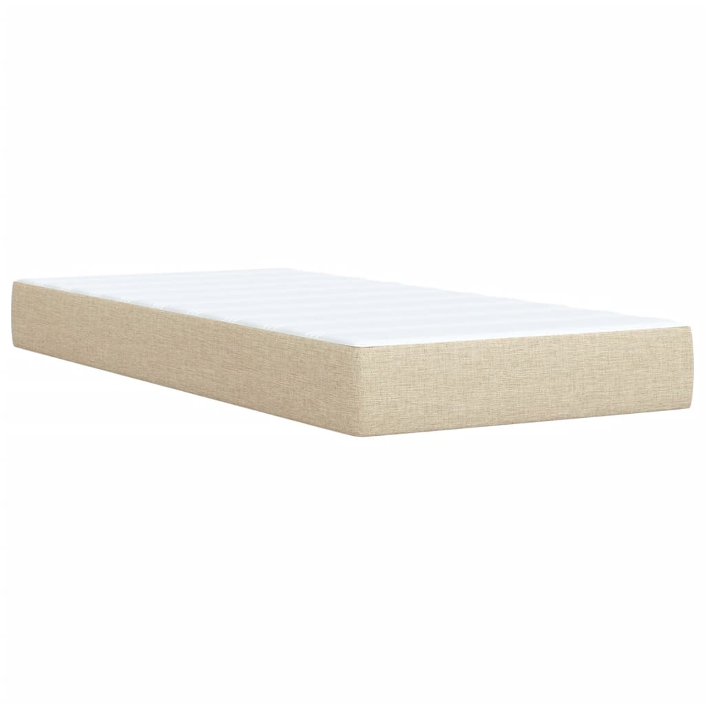 Krevet s oprugama i madracem krem 100 x 200 cm od tkanine