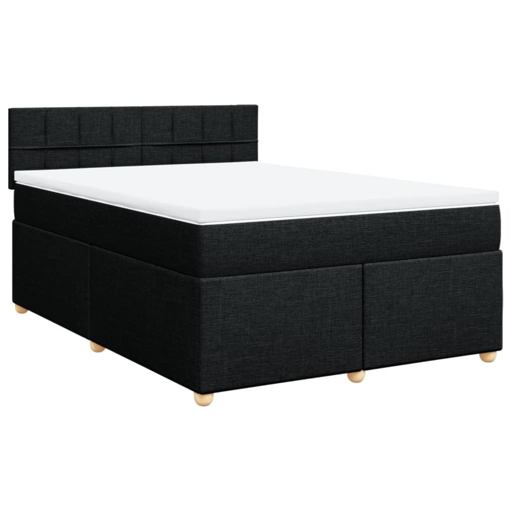 Krevet s oprugama i madracem crni 140 x 190 cm od tkanine