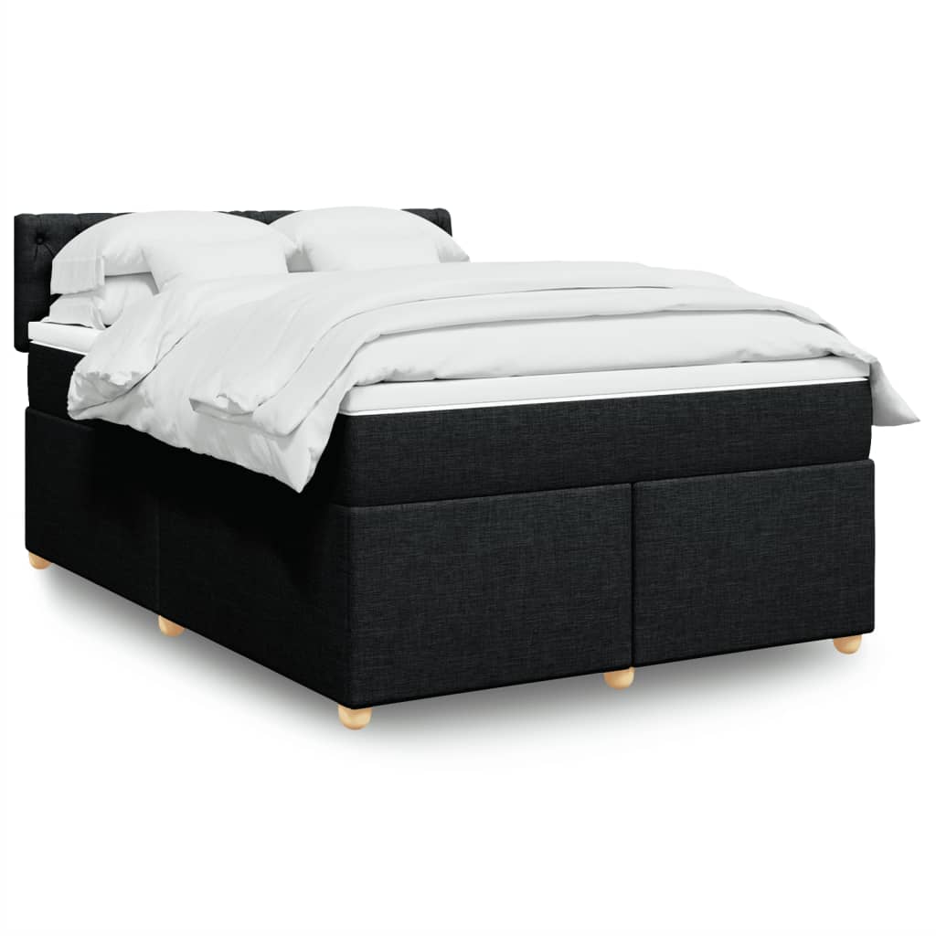 Krevet s oprugama i madracem crni 140 x 190 cm od tkanine