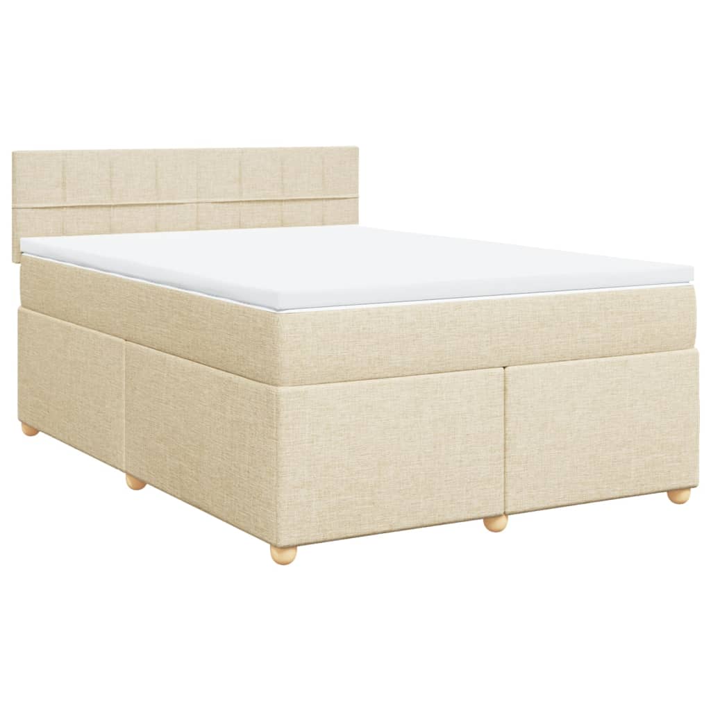 Krevet s oprugama i madracem krem 140x200 cm od tkanine