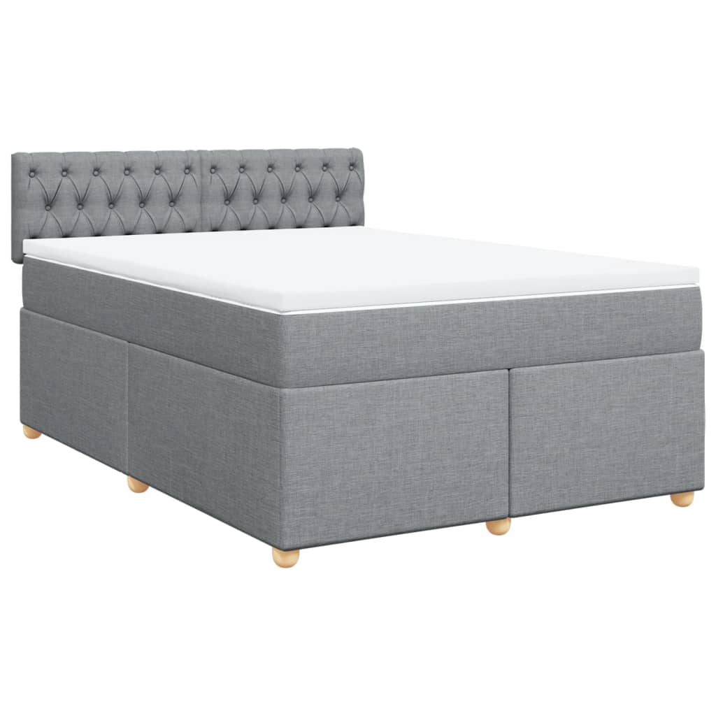 Krevet box spring s madracem svjetlosivi 140x200 cm od tkanine