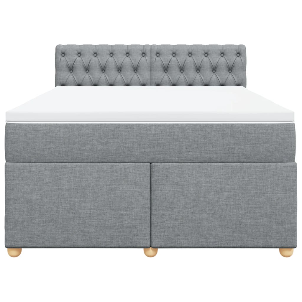 Krevet box spring s madracem svjetlosivi 140x200 cm od tkanine