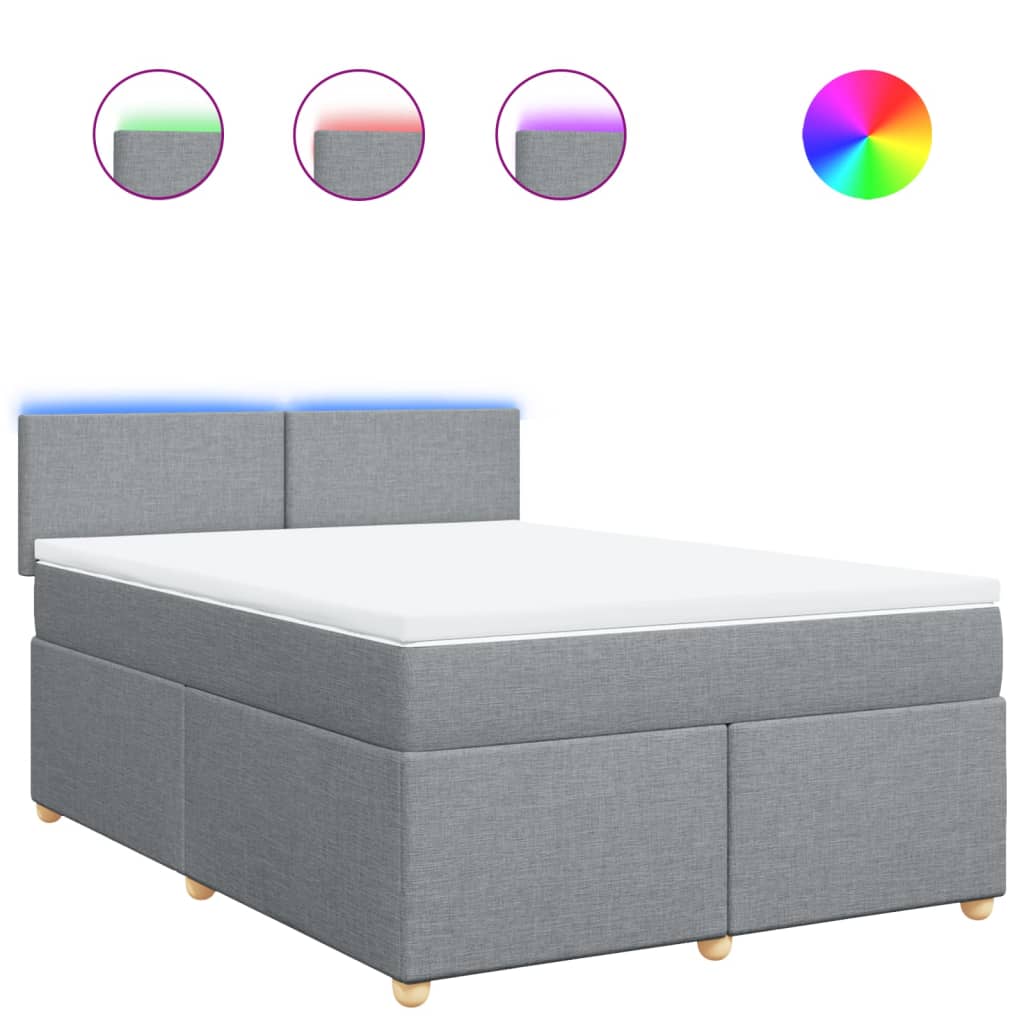Krevet box spring s madracem svjetlosiva 160x200 cm tkanina