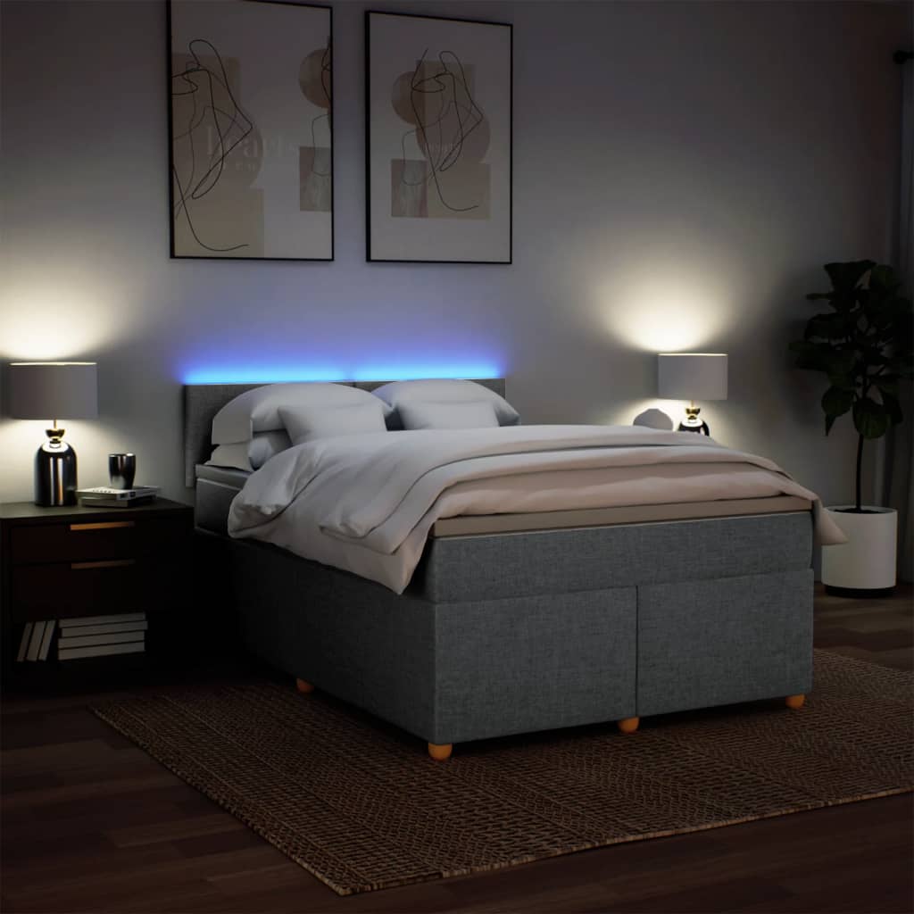 Krevet box spring s madracem svjetlosiva 160x200 cm tkanina