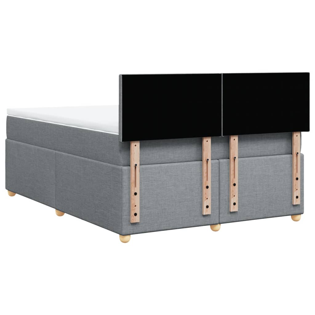 Krevet box spring s madracem svjetlosiva 160x200 cm tkanina