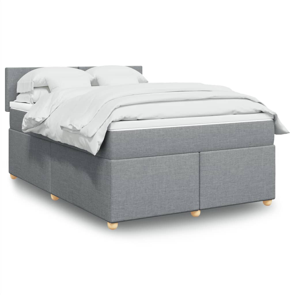 Krevet box spring s madracem svjetlosiva 160x200 cm tkanina