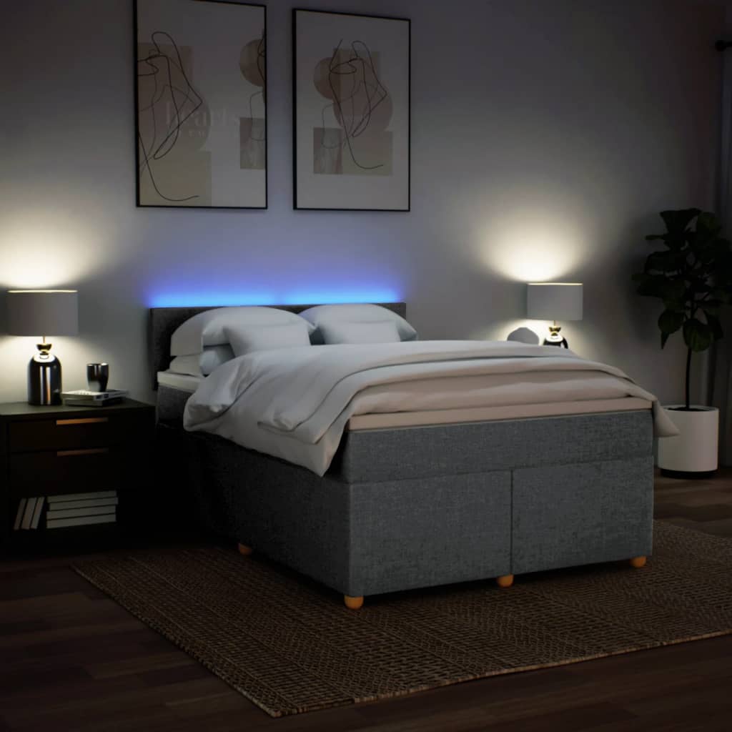 Krevet box spring s madracem svjetlosiva 160x200 cm tkanina