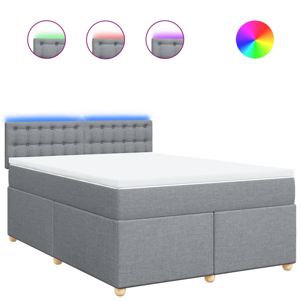 Krevet box spring s madracem svjetlosiva 160x200 cm tkanina