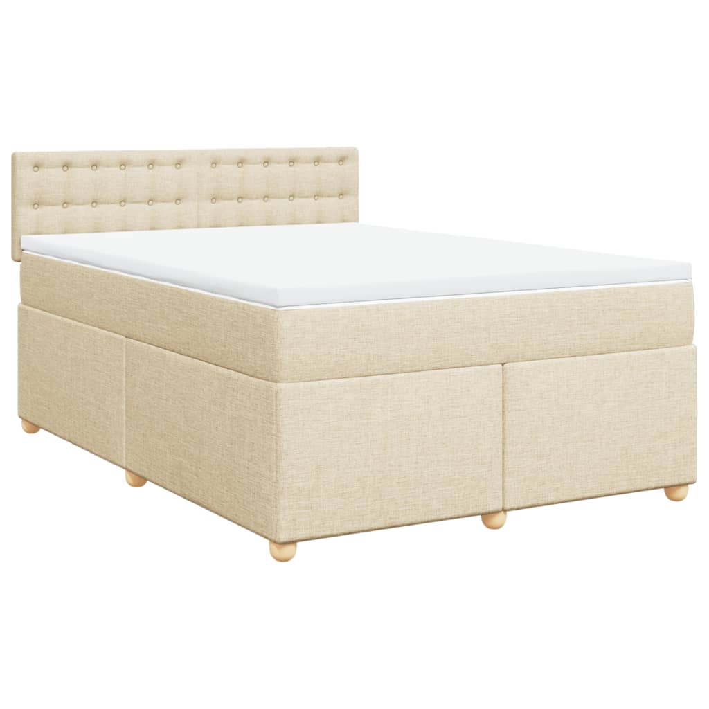 Krevet s oprugama i madracem krem 160x200 cm od tkanine