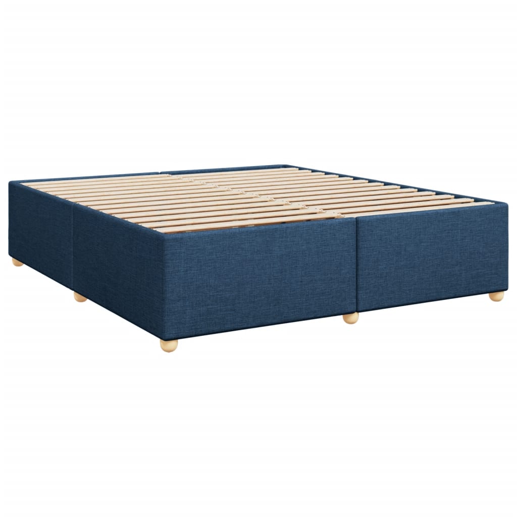 Krevet s oprugama i madracem plavi 200 x 200 cm od tkanine