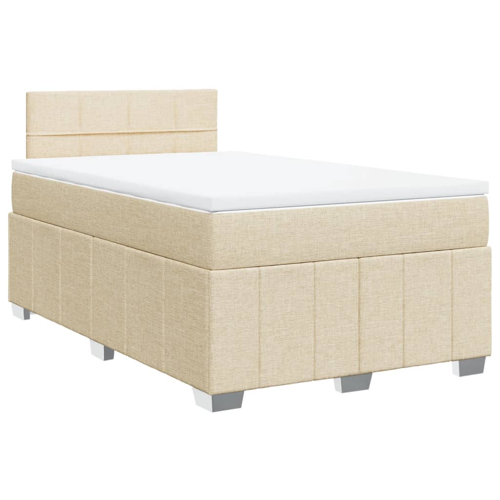 Krevet s oprugama i madracem krem 120 x 200 cm od tkanine