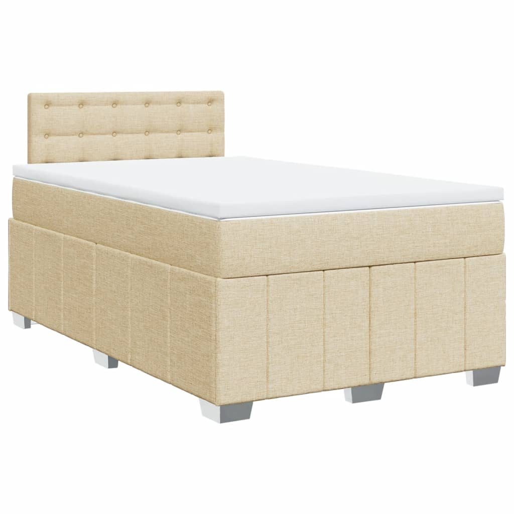 Krevet s oprugama i madracem krem 120 x 200 cm od tkanine