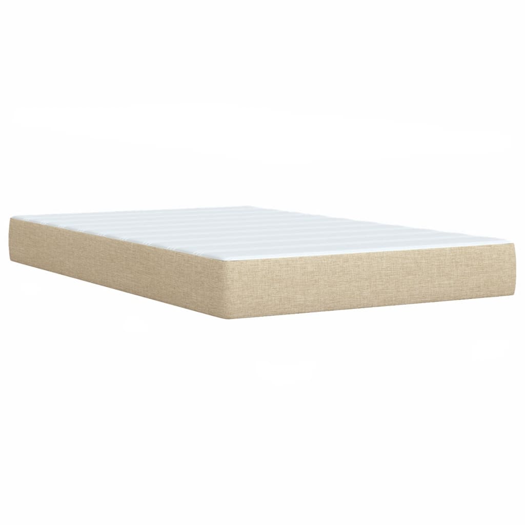 Krevet s oprugama i madracem krem 120 x 200 cm od tkanine