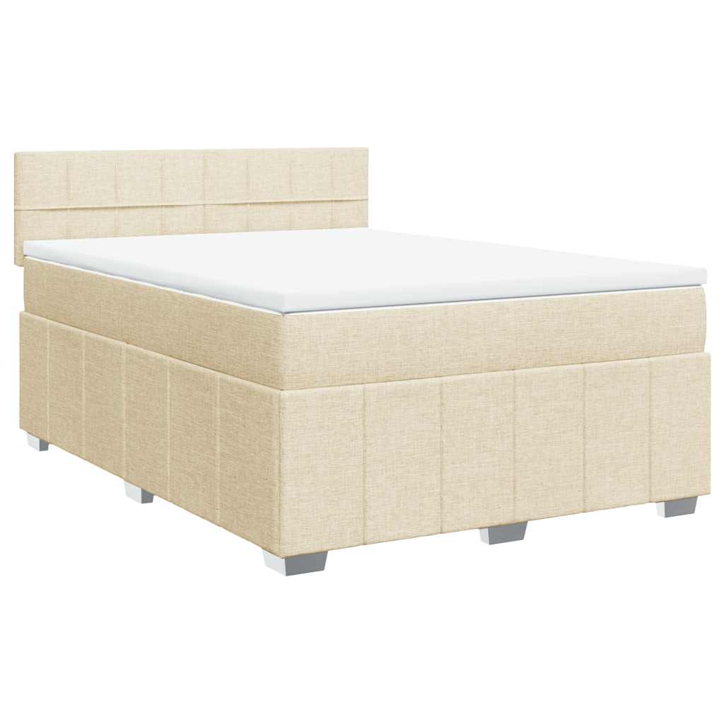 Krevet s oprugama i madracem krem 140 x 190 cm od tkanine