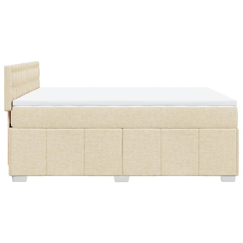 Krevet s oprugama i madracem krem 140x200 cm od tkanine
