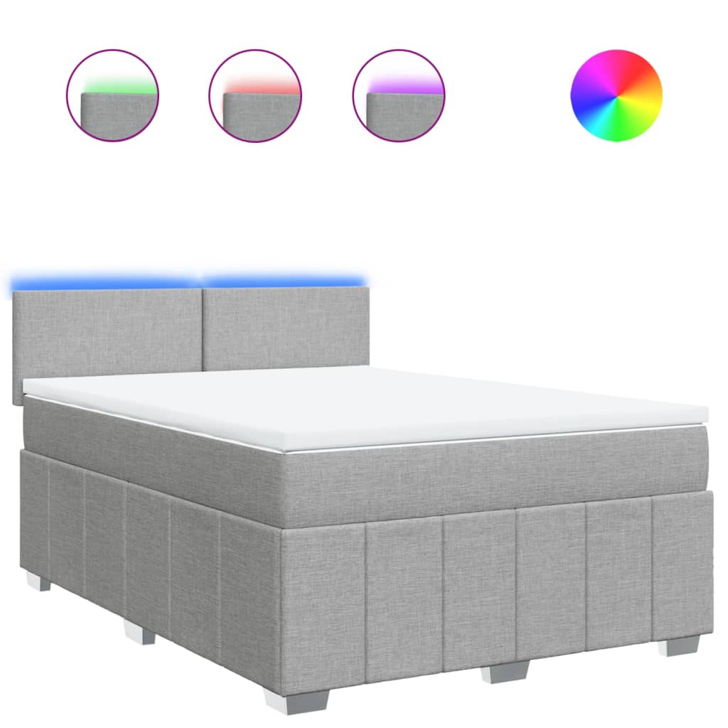 Krevet box spring s madracem svjetlosiva 160x200 cm tkanina