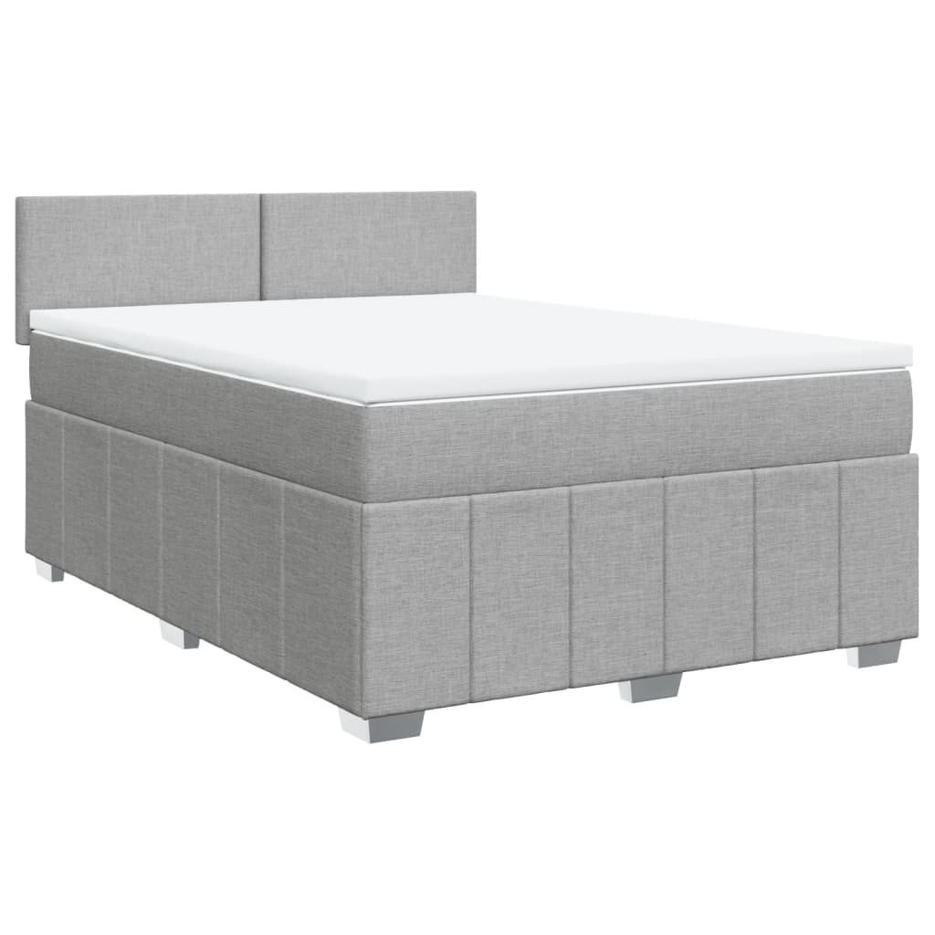 Krevet box spring s madracem svjetlosiva 160x200 cm tkanina