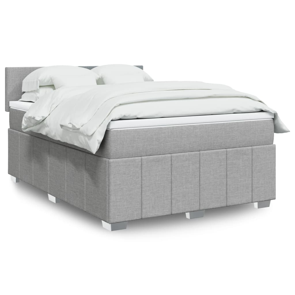 Krevet box spring s madracem svjetlosiva 160x200 cm tkanina