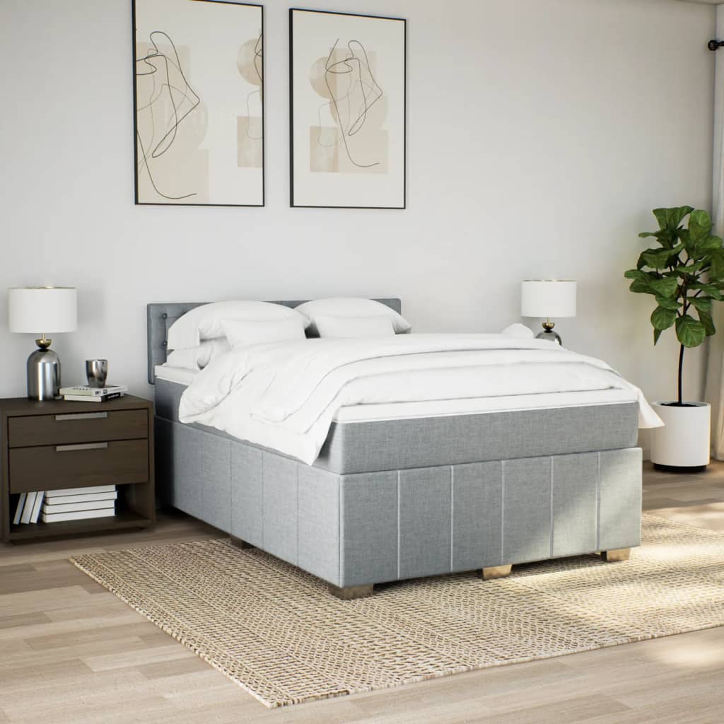 Krevet box spring s madracem svjetlosiva 160x200 cm tkanina