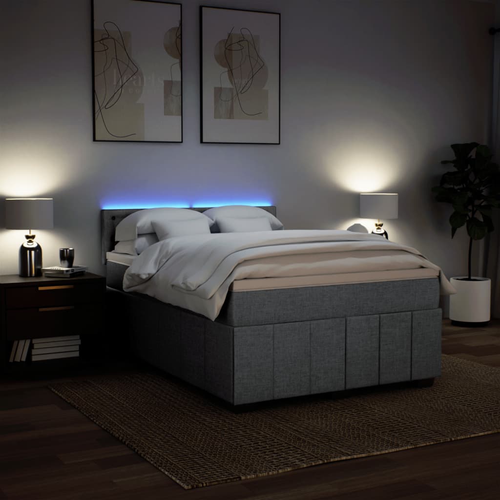 Krevet box spring s madracem svjetlosiva 160x200 cm tkanina