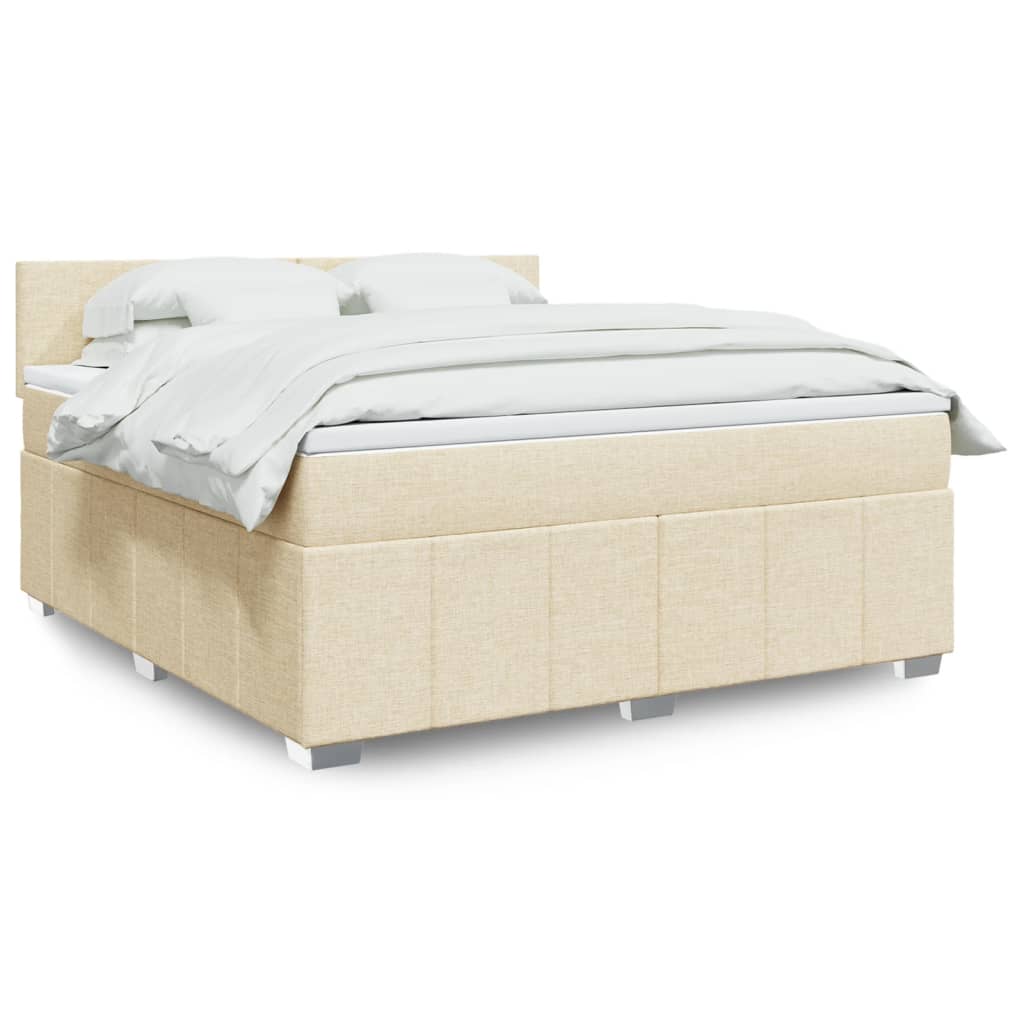 Krevet s oprugama i madracem krem 180x200 cm od tkanine