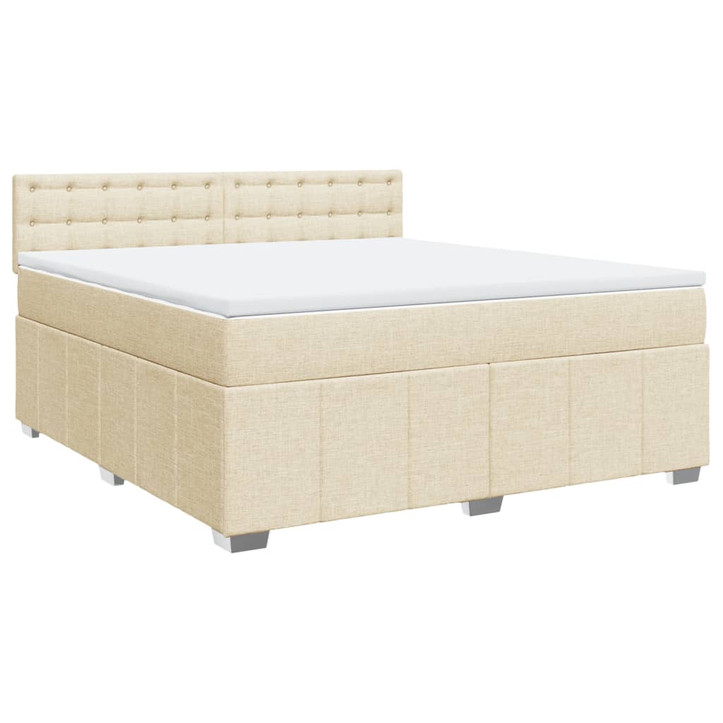 Krevet s oprugama i madracem krem 180x200 cm od tkanine