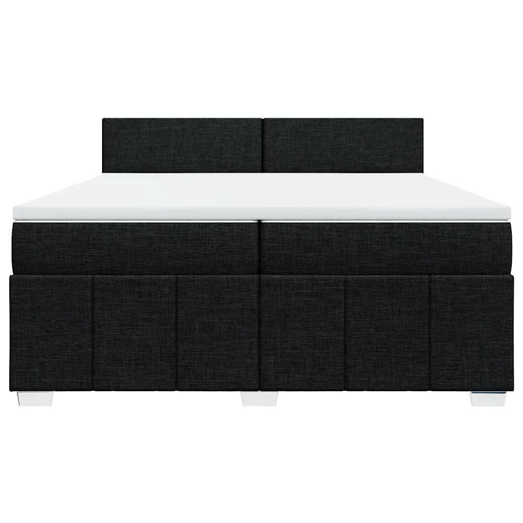 Krevet s oprugama i madracem crni 200x200 cm od tkanine