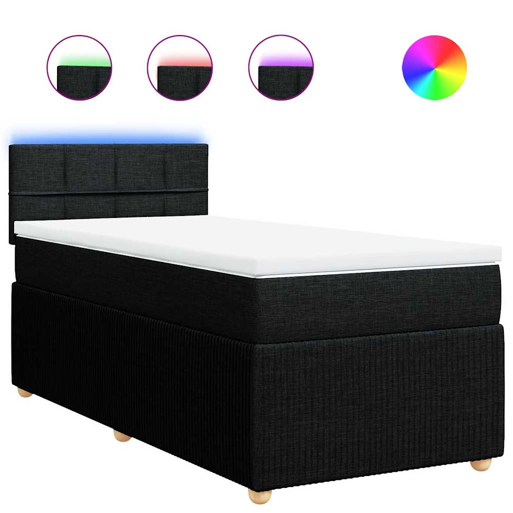 Box spring krevet s madracem crni 90x190 cm od tkanine