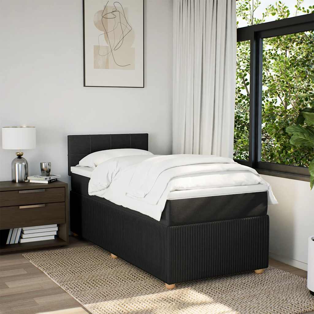 Box spring krevet s madracem crni 90x190 cm od tkanine