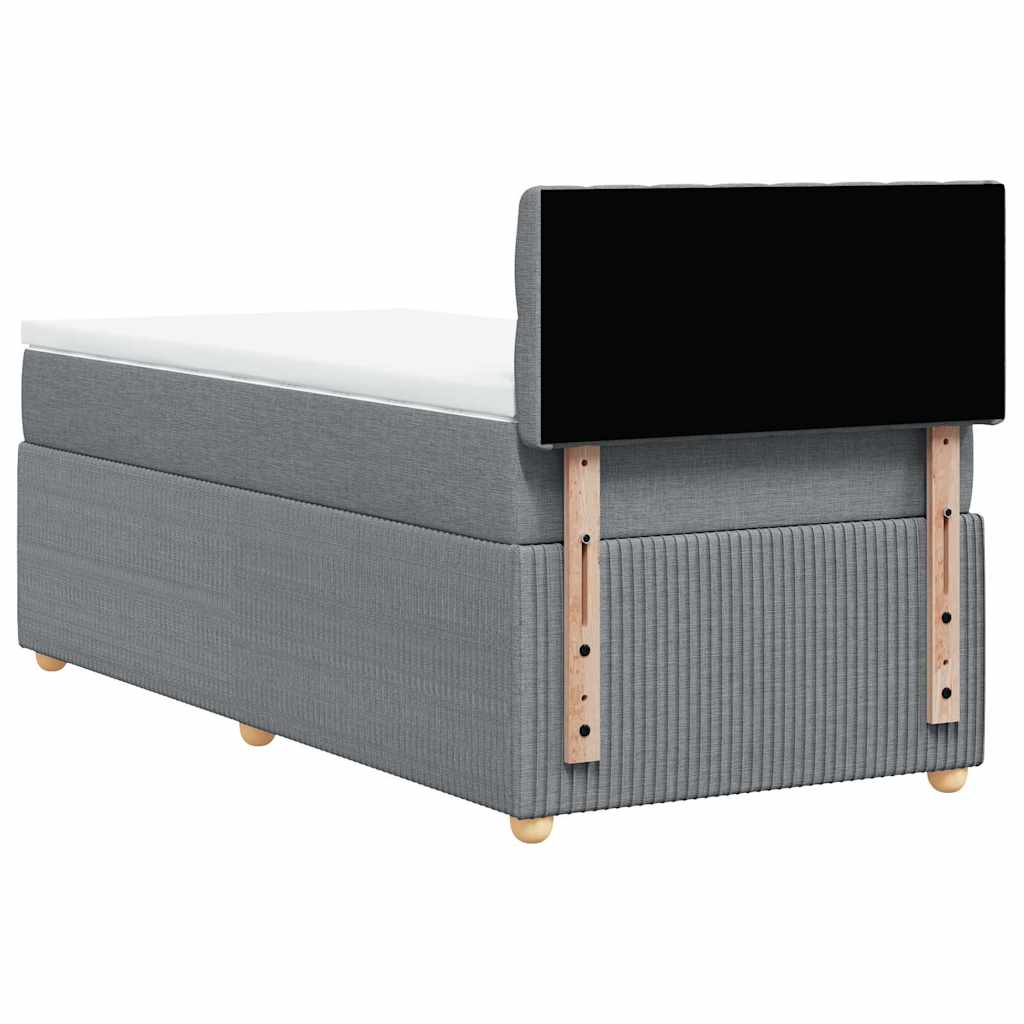 Box spring krevet s madracem svjetlosivi 90x190 cm od tkanine