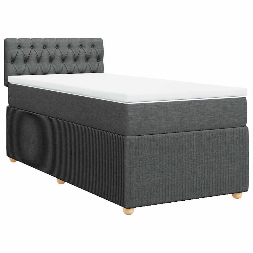 Krevet s oprugama i madracem tamnosivi 90 x 190 cm od tkanine
